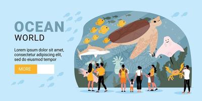 Aquarium Flat Banner vector