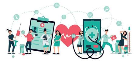 Telemedicine Cartoon Horizontal Header vector