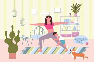 Fitness With Mother Composition vector