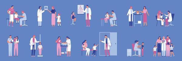 Flat Pediatrician Icons vector