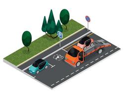 Parking Colored Isometric Composition vector