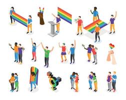 día internacional contra la homofobia iconos isométricos vector