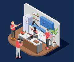 Isometric Cooking Show Background vector