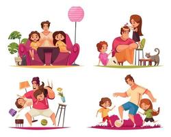 Daddy Kids Compositions Set vector