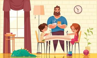 Dad And Kids Composition vector