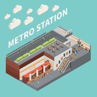 composición isométrica de la estación de metro del metro vector