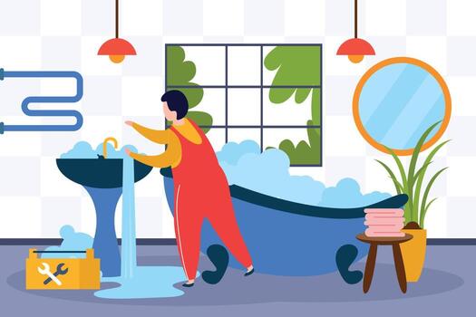 Flat Plumber Composition vector