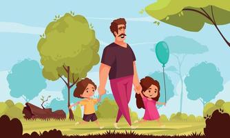 Walking With Children Composition vector