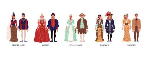 Fashion History Costume From Middle Ages To Modern vector