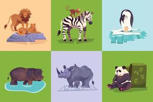 conjunto de concepto de animales de zoológico