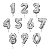 Balloon Numbers Sliver Realistic Icon Set vector