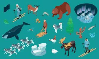 Alaska Isometric Background Set vector