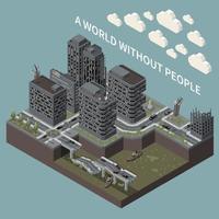 World Without People Isometric Poster vector