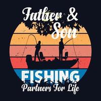 Father and son fishing partners for life vector