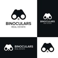 binoculars real estate negative space logo icon vector template