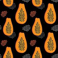 Summer tropical seamless pattern with papaya fruit vector