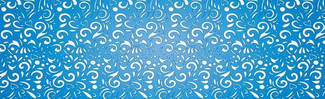 Abstract frosty patterns, panoramic blue and white web pattern background - Vector