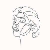 Feminine Face Line Art Vector.  Minimalist Line Drawing Woman Face.  Beauty Fashion Logo