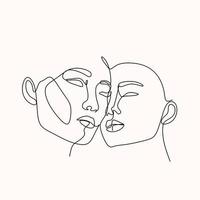 Feminine Face Line Art Vector.  Minimalist Line Drawing Woman Face.  Beauty Fashion Logo vector
