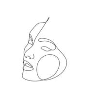 vector de arte de línea de rostro femenino. rostro de mujer de dibujo lineal minimalista. logo de moda de belleza