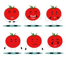tomates divertidos. tomates con caras divertidas. ilustración vectorial plana vector