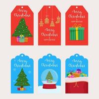 Set of Christmas gift tags. Merry Christmas and New Year label tag set vector