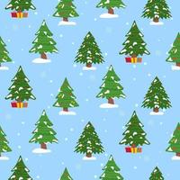 Christmas tree with tree ball and tree toy seamless pattern. Flat vector illustration