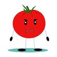 Funny tomato. Tomato with funny face. Flat vector illustration.