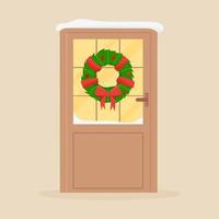 puerta de navidad con adornos. puerta de entrada de invierno vector