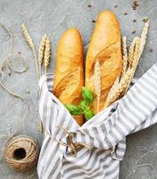 Fresh bread on a table photo