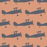 Seamless pattern with cartoon styled airplane vector