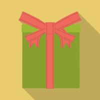 Present box with ribbon bow icon. Vector illustration