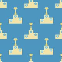 Seamless pattern with pedestal and trophy cup vector