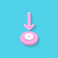 Pink circle button with arrow on bright blue background in pastel colors vector
