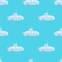 Cartoon-styled submarine seamless pattern. vector