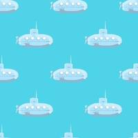 Cartoon-styled submarine seamless pattern. vector