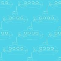Cartoon-styled submarine seamless pattern. vector