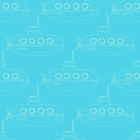 Cartoon-styled submarine seamless pattern. vector