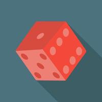 Red dice cube icon. Vector illustration