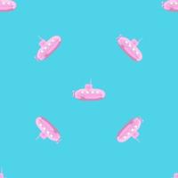 Cartoon-styled submarine seamless pattern. vector