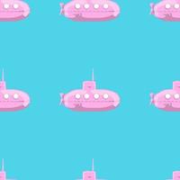 Cartoon-styled submarine seamless pattern. vector