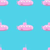 Cartoon-styled submarine seamless pattern. vector