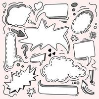 Set of hand drawn speech bubles, dialog bubbles.Hand drawn vector. Talk clouds sketching illustration collection vector