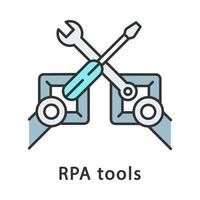 icono de color de herramientas rpa. Automatización robótica de procesos. robot mecánico. automatizar los flujos de trabajo. trabajador de inteligencia artificial. ilustración vectorial aislada vector