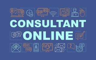 Consultant online word concepts banner. Chat, operator, chatbot. Web customer service. Presentation, website. Isolated lettering typography idea with linear icons. Vector outline illustration