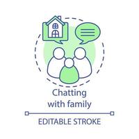 Chatting with family concept icon. Family talk. Real estate discussion. Family housing choice idea thin line illustration. Vector isolated outline drawing. Editable stroke