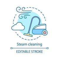 Steam cleaning concept icon. Cleaning method idea thin line illustration. Cleanup flooring and household dirt removal. Industrial removing grease from engines. Vector isolated drawing. Editable stroke