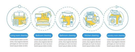 Cleaning service booking vector infographic template. Form filling. Business presentation design elements. Data visualization, five steps, option. Process timeline chart. Workflow layout, linear icons