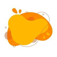 Abstract fluid design element. Minimalistic background for text. Wavy bubble banner, poster clipart with lines, dots. Flowing liquid orange flat shape. Geometric color illustration. Isolated vector