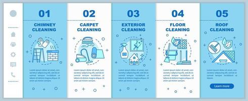 Additional cleaning services onboarding mobile web pages vector template. Exterior cleanup. Responsive smartphone website interface idea, illustration. Webpage walkthrough step screen. Color concept